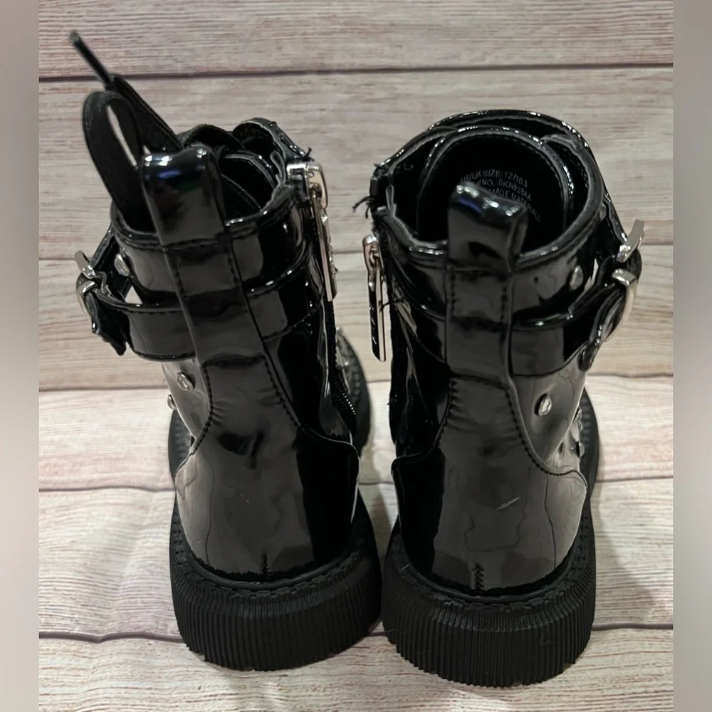 DKNY Ava Dila Moto Side Zipper Boot - Black - Size 12 Girls